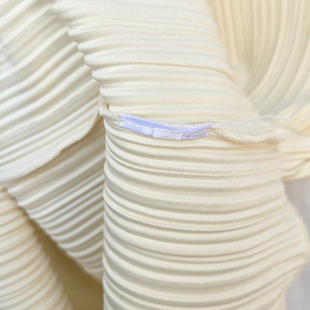 Anine Bing Off-White Buttercream Kira Mini Dress Pleated Long Sleeve Mock Neck - Picture 5 of 7